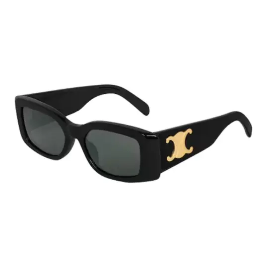 CELINE Acetate Rectangular Sunglasses Women's Black/Gold