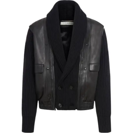 SAINT LAURENT Shawl neck Panelled Leather Jacket