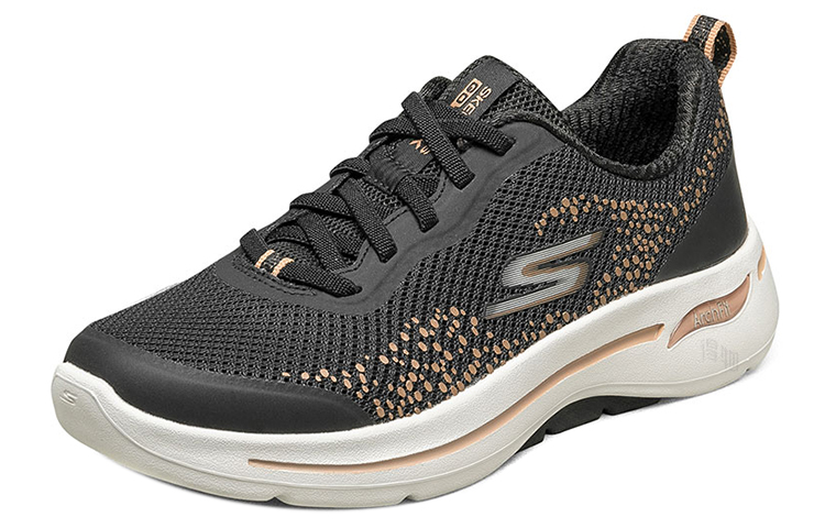 Женские слипоны Skechers Go Walk Arch Fit (черно-золотые) — фото 3