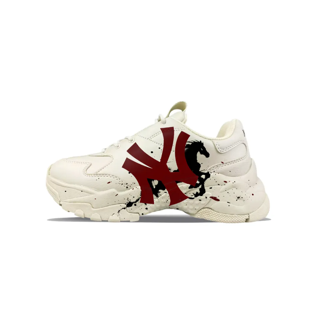 MLB Big Ball Chunky Cushioning Abrasion Resistant Cushioning, Wear Resistant Low top Chunky Sneakers Unisex Beige