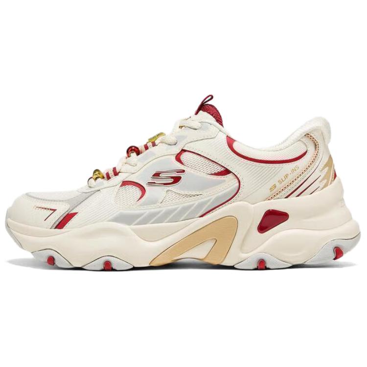 Skechers Skechers D'LITES 5.0 New Year of the Horse CNY New Year model, comfortable and versatile, flash-on shoes SLIP-INS cushioning retro, low-top dad shoes, men's off-white