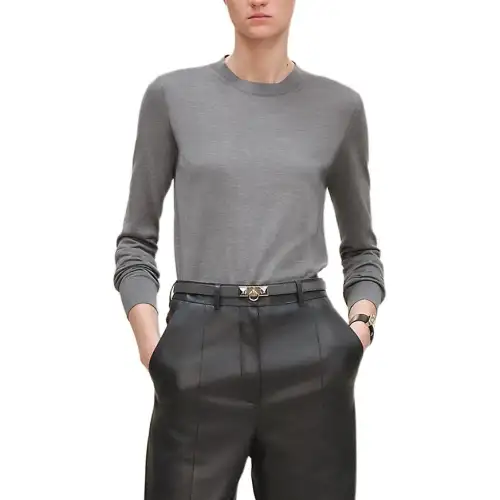 HERMES Knitwear Women's Gray Crew Neck Moderate