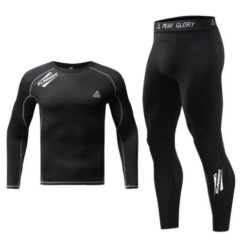 Light and thin breathable retroreflective safe elastic quick dry antibacterial underwear, trousers for gym, sports suit for training, black set, tight, for running, men's style, 4 piece set