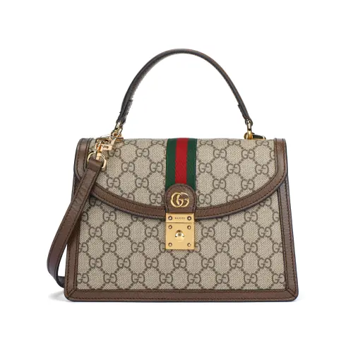 GUCCI Ophidia Canvas With Leather Shoulder Bag, Crossbody Bag, Handbag Small Women's Ebony/Brown