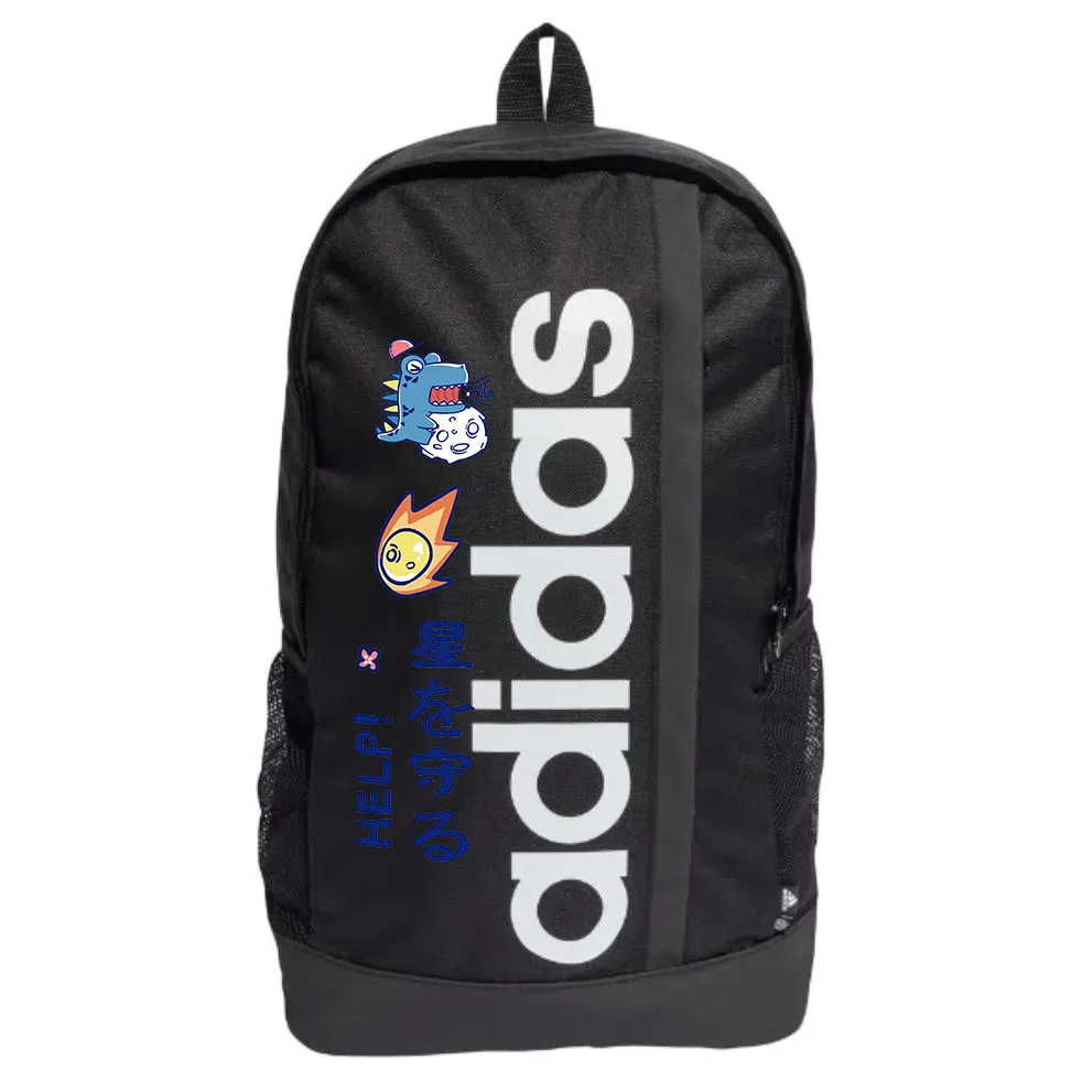 Adidas Fabric White Ink Print Backpack Unisex Black