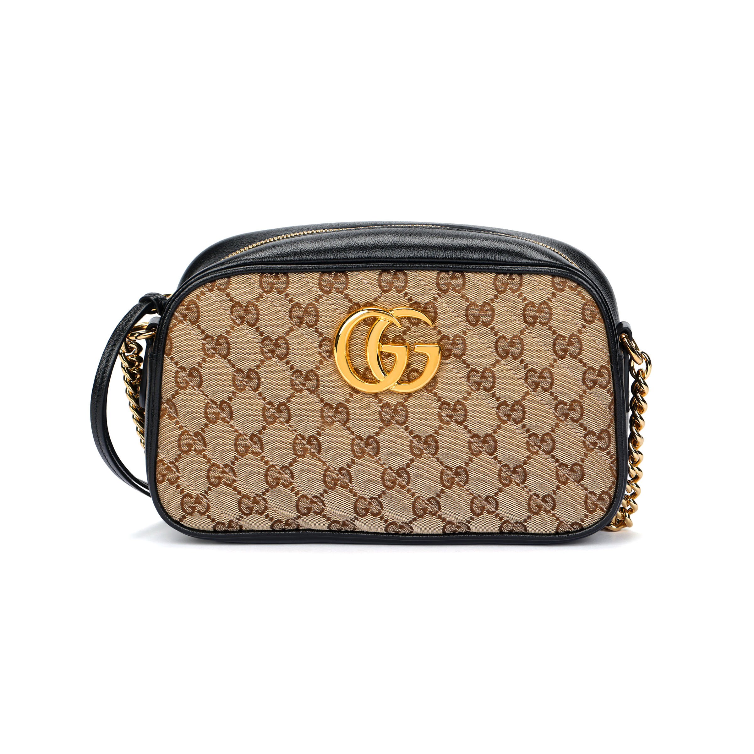 Женская сумка Gucci Marmont (черно-коричневая)