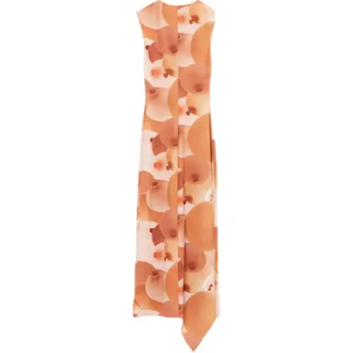 LOEWE Sleeveless Dresses Women's Orange Crew Neck Moderate Mid Length