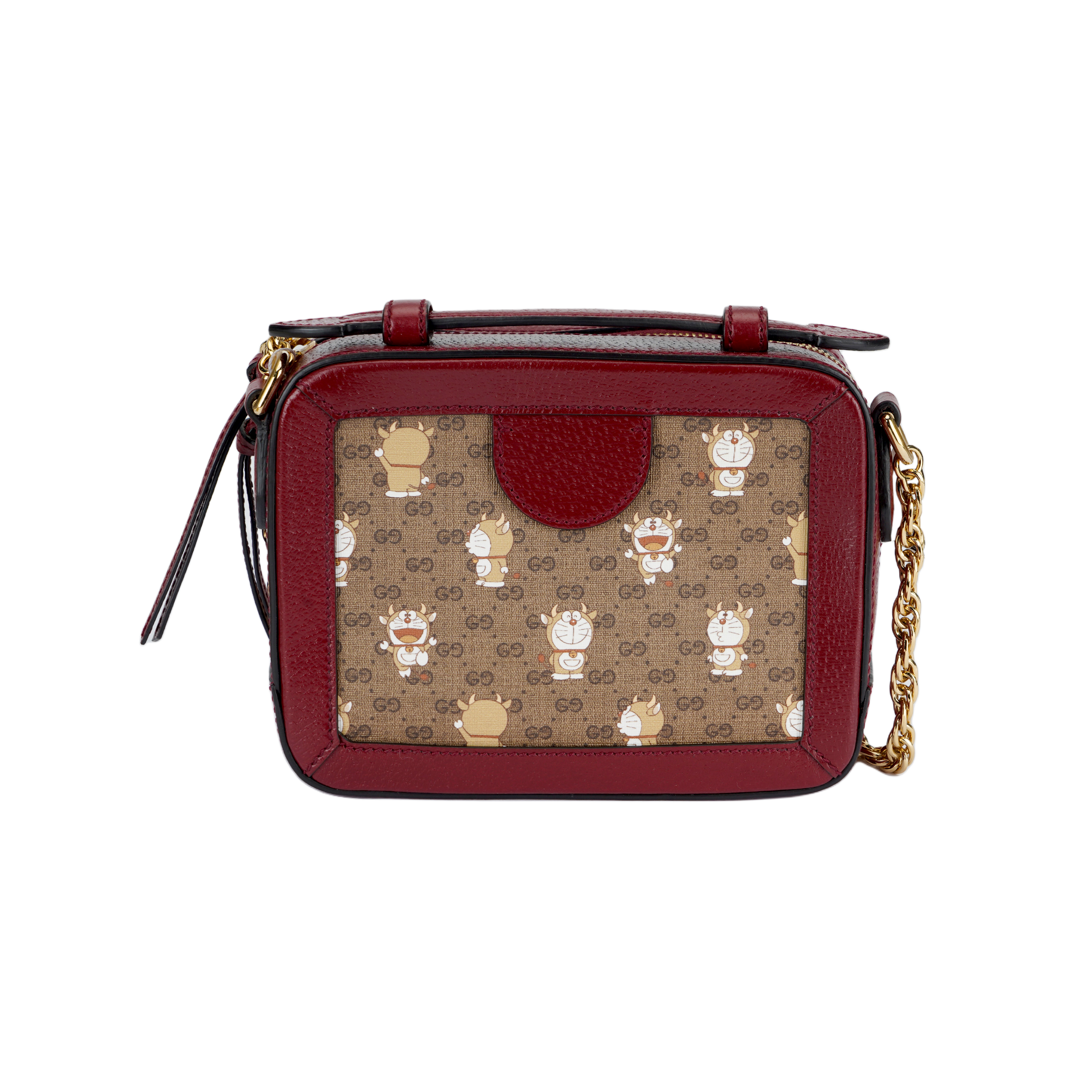 Женская сумка Gucci x DoraemonA Logo (коричнево-красная) — фото 3