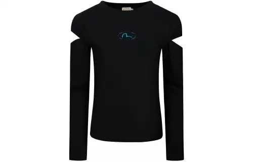 EVISU T Shirts Women's Black Crew Neck Moderate Straight Fit