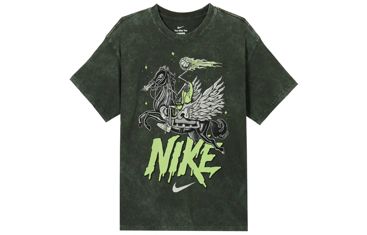 Nike T-Shirts Men's Sequoia Red Crew Neck Moderate Straight Fit