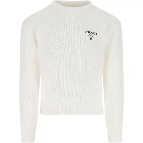 PRADA Sweaters Men's White Crew Neck Moderate Other