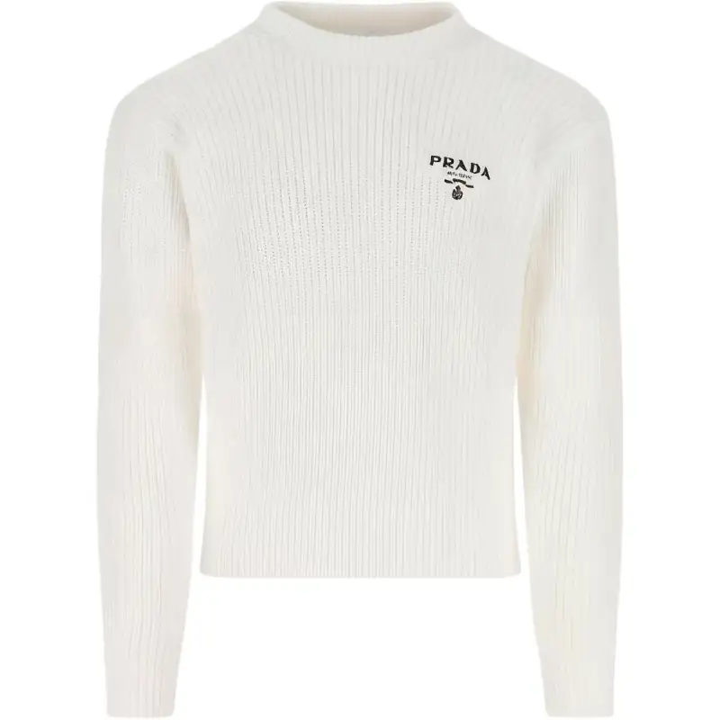 PRADA Sweaters Men's White Crew Neck Moderate Other
