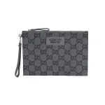 GUCCI Recycled Polyester Clutch Regular Men's Dark Gray & Black