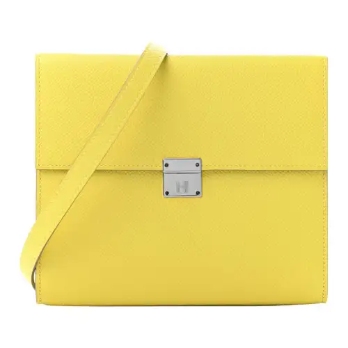 HERMES Clic Epsom Calfskin Shoulder Bag, Crossbody Bag Women's 9R Lime Lemon