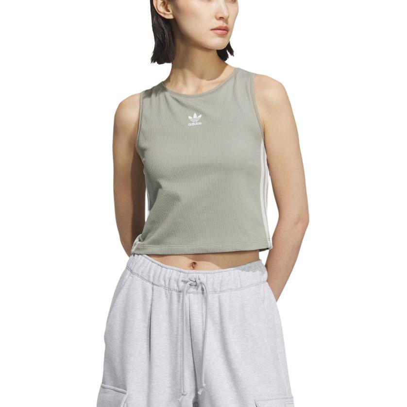 Adidas Originals 3 StripesTop Sport Vests Women’s Pebble Silver Gray