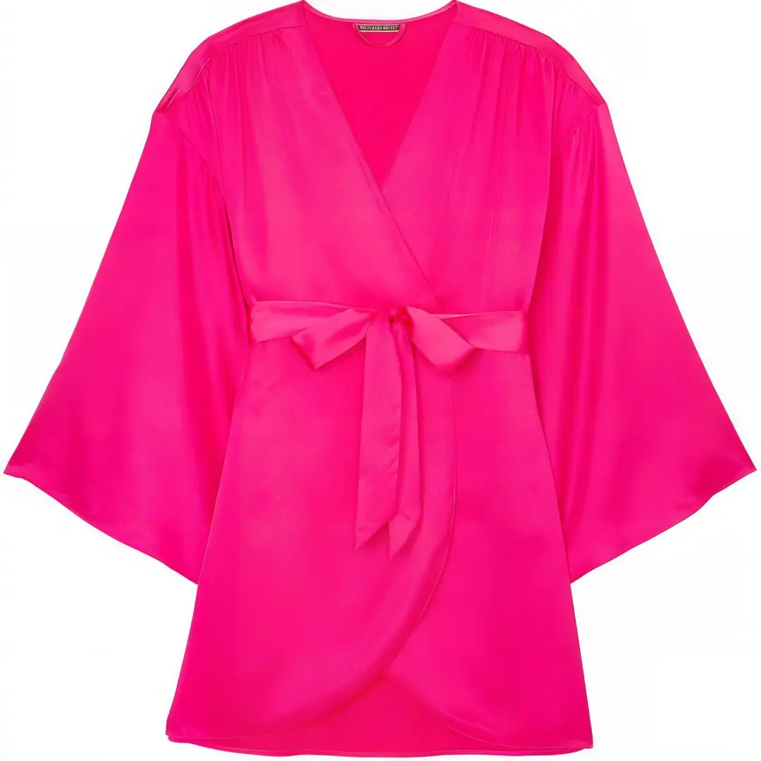 Victoria's Secret Bride Embellished Satin Short Robe Sleep Robe Women's Pink