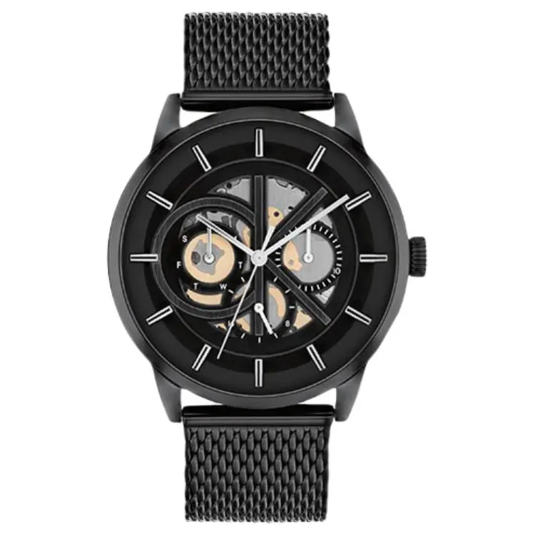 CALVIN KLEIN Wrist Watches Quartz Movement Stainless Steel Watchband 43mm Black Dial Men's Watches 30m Water Resistant