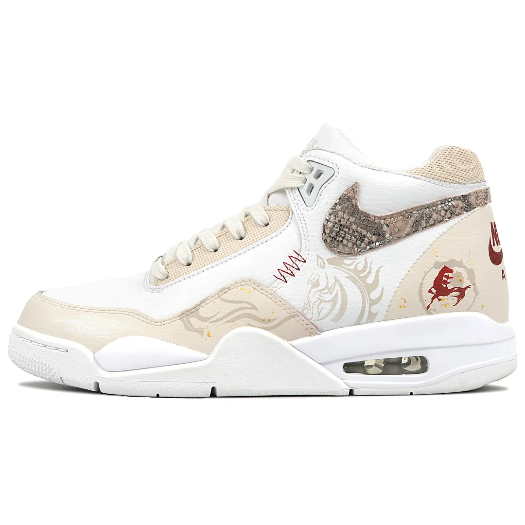 Nike Flight Legacy Abrasion Resistant Mid top Vintage Basketball Shoes Unisex White