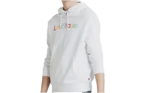 Levis Sweatshirts Unisex White Hooded Moderate Regular