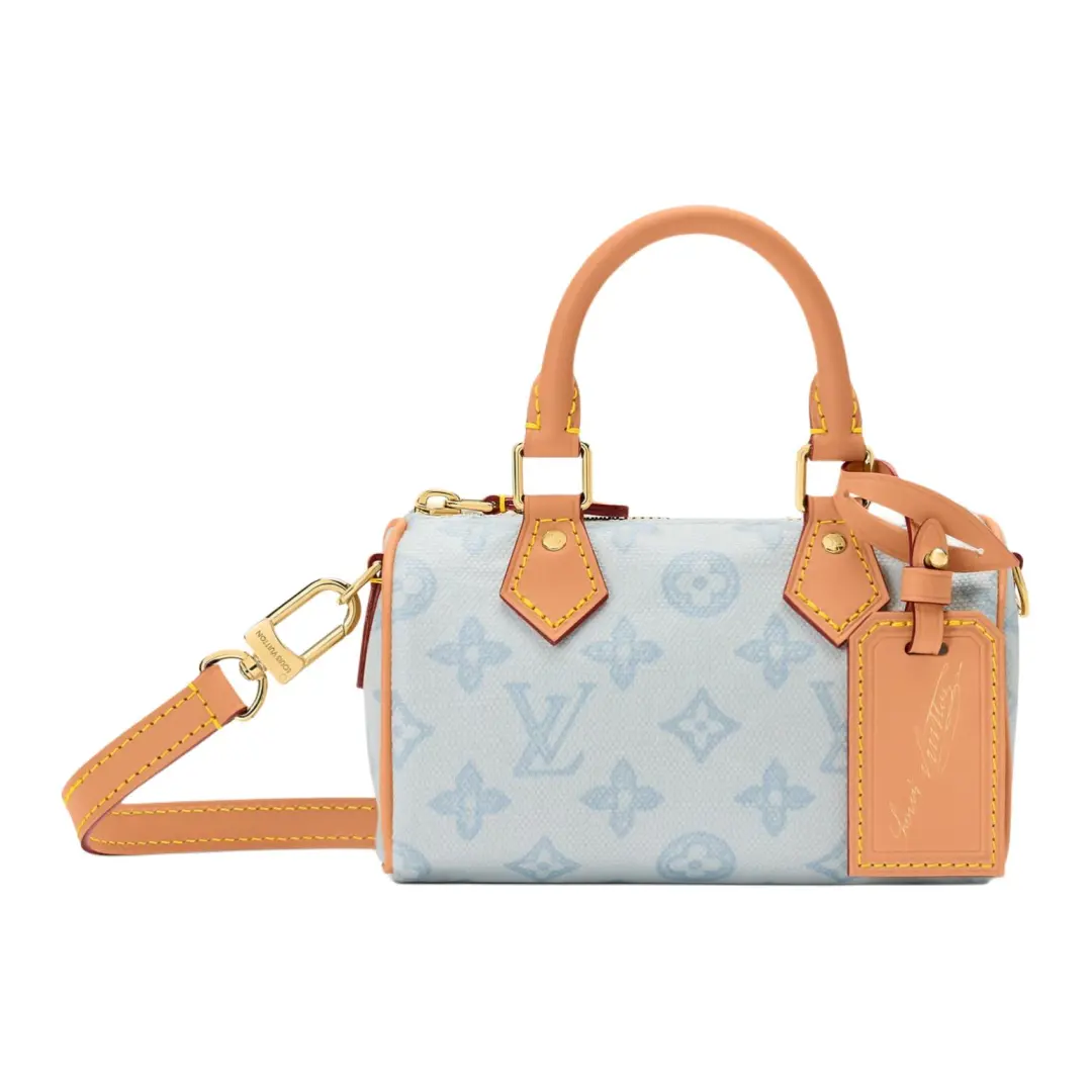 LOUIS VUITTON NANO SPEEDY Coated Canvas Shoulder Bag, Crossbody Bag, Handbag Women's Blue