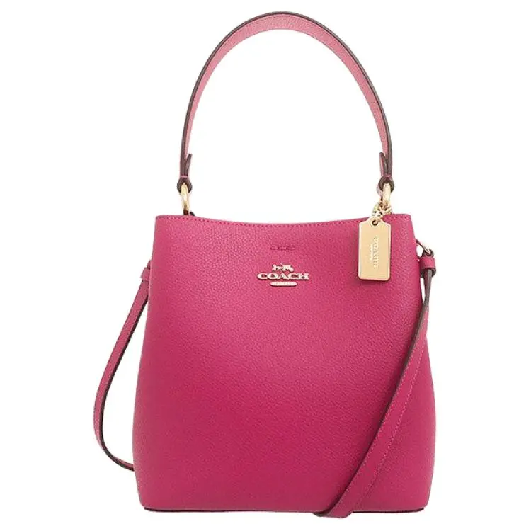 COACH Leather Shoulder Bag Small Women's Rose Red