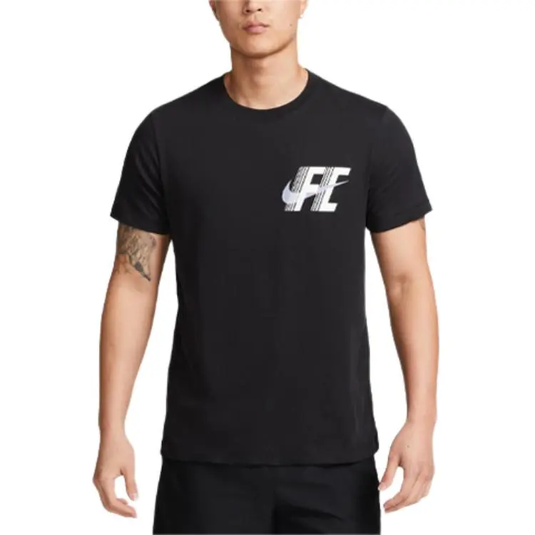 Nike T-Shirts Men's Black Crew Neck Moderate Straight Fit