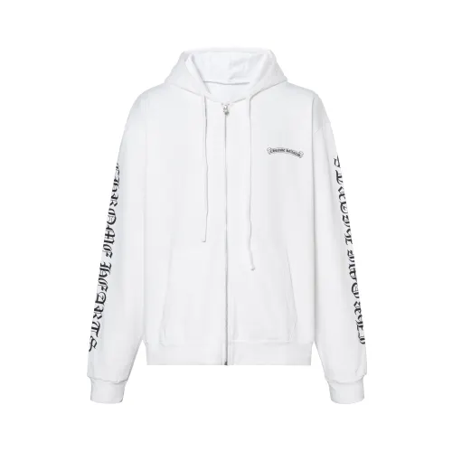 Chrome Hearts Hooded Zippers Fleece Lined Winter Jackets & Coats Men's White