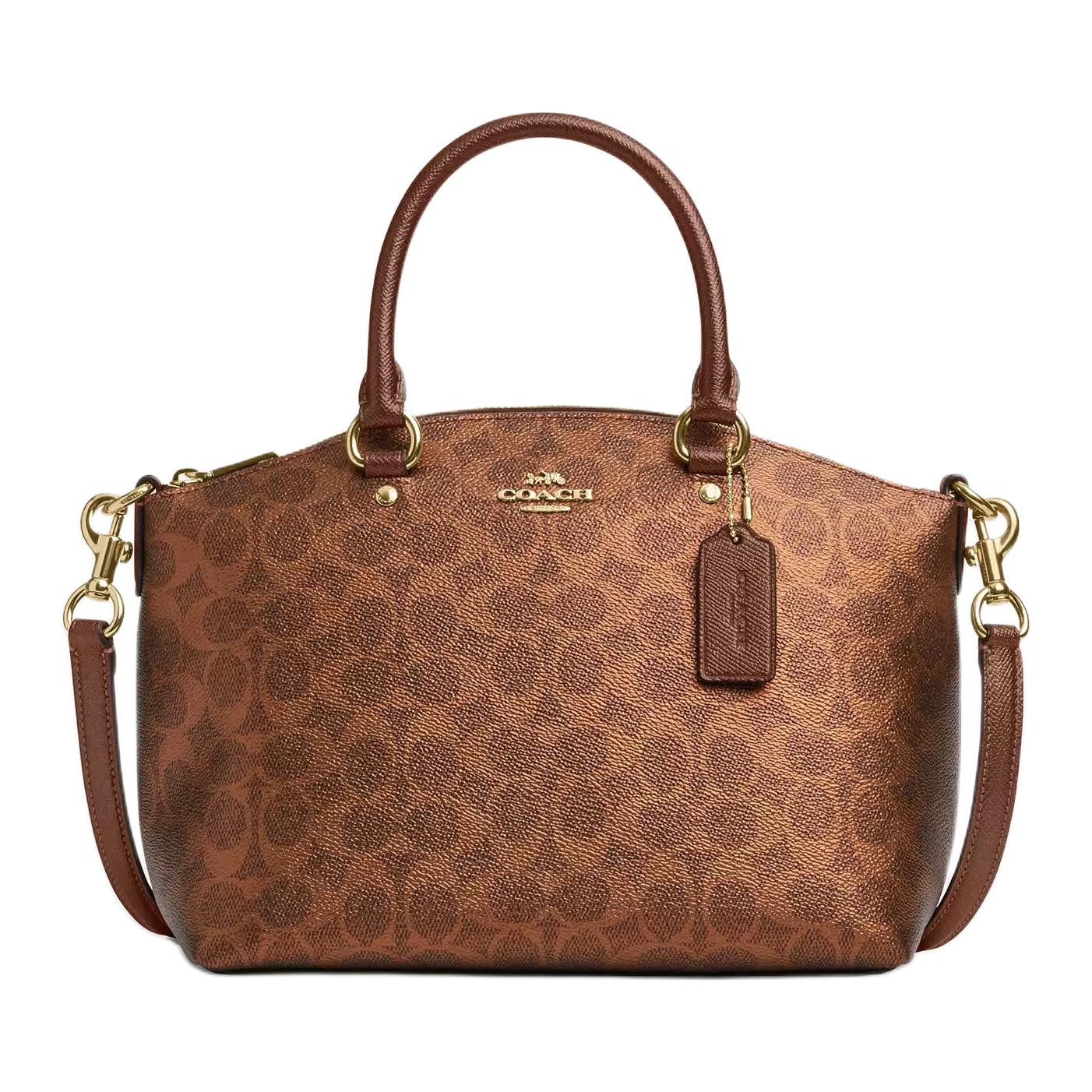 Женская сумка COACH Sadie Signature 30 (коричневая)