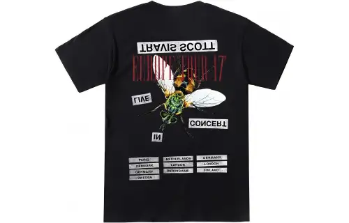 Travis Scott T Shirts Unisex Black Crew Neck Moderate Straight Fit
