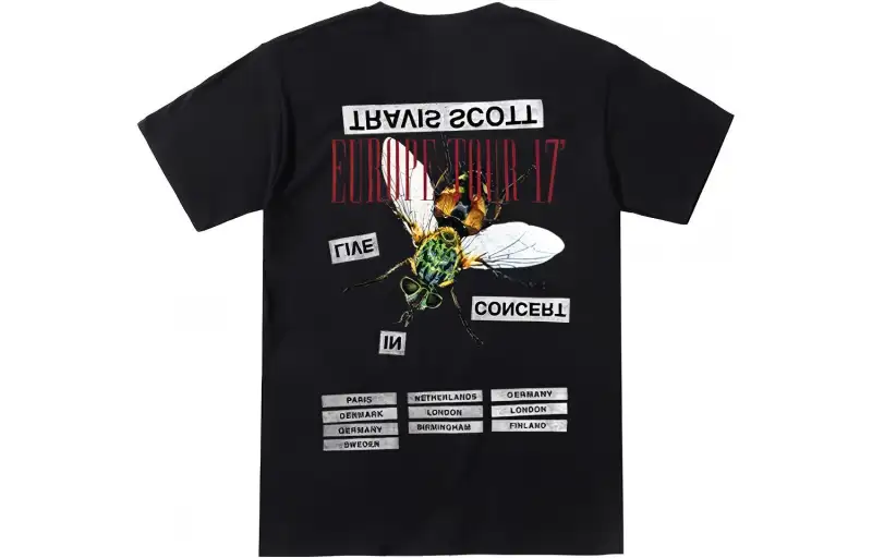 Travis Scott T Shirts Unisex Black Crew Neck Moderate Straight Fit