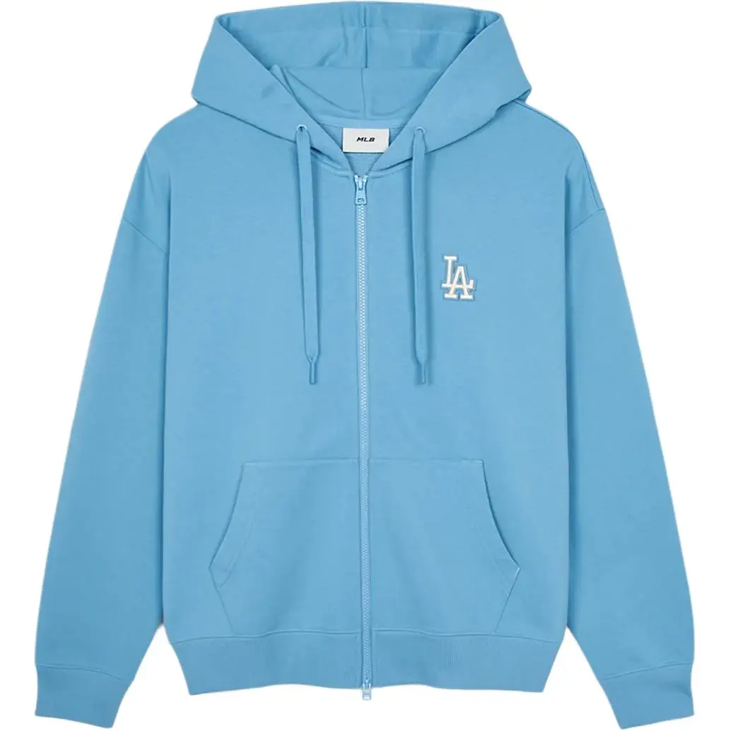 MLB Basic Medium Logo Hood Zip Up Sweatshirt Unisex Blue