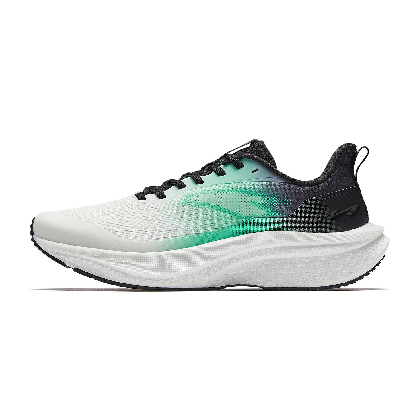 Anta Mach 6SE 3D imitation spike outsole pattern, lightweight wrapped upper, shock absorption, wear-resistant and non-slip, low-top, full-length nitrogen 80 midsole, training and body test running shoes, men's model, white, green and black
