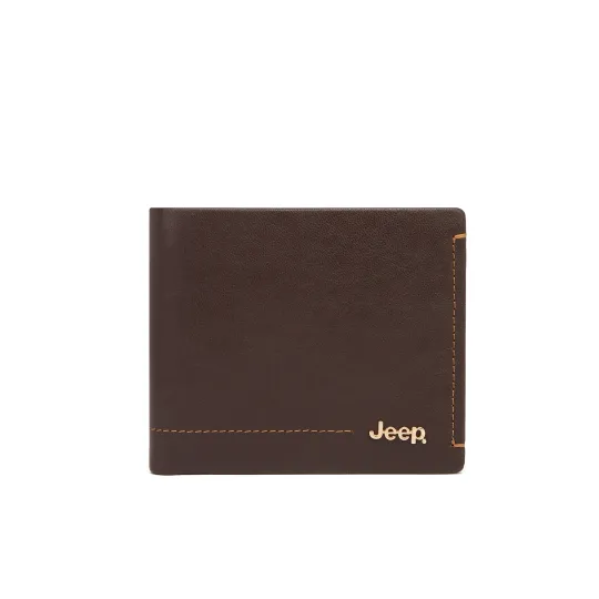 Jeep Top Grain Cow Leather Ticket Clip Wallet Men's Coffee
