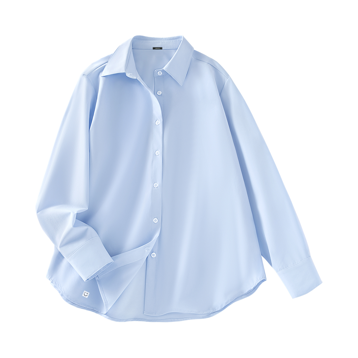 MINISO Korean style salt-based refreshing, breathable, non-stuffy, elegant and lightweight lapel jacket, solid color, minimalist style, versatile commuter sports academy, sweat-wicking, lightweight long-sleeved shirt, women's style