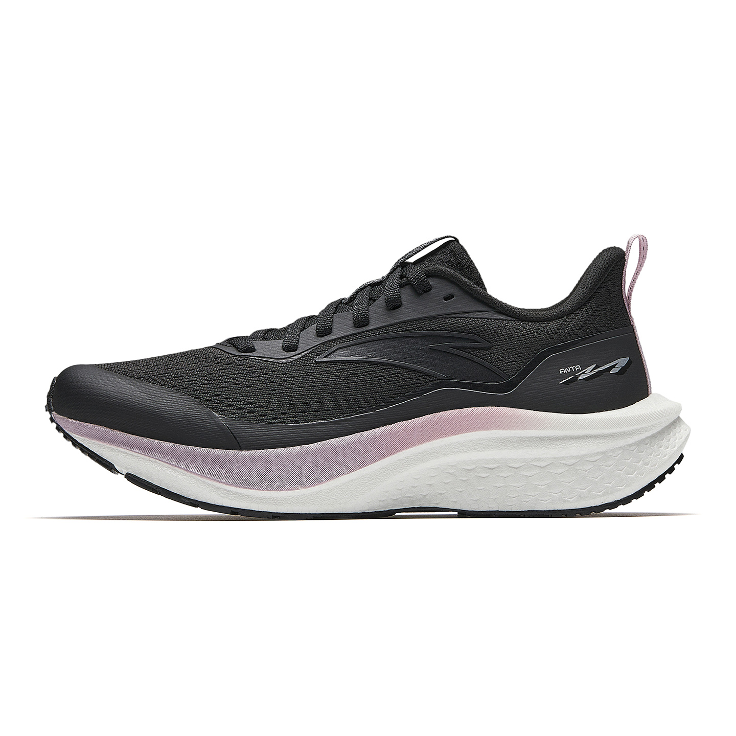 Anta Mach 6SE 3D imitation spike outsole pattern, lightweight wrapped upper, comfortable, shock-absorbing, wear-resistant and non-slip, low-cut, full-length nitrogen 80 midsole, training body test, running shoes, women's basic black