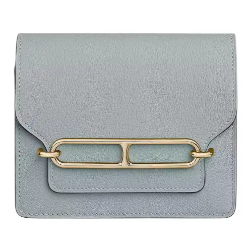 HERMES Calfskin Pig Nose Coin Purse, Card Holder, Fanny Pack Women's 8U Bleu Glacier Blue