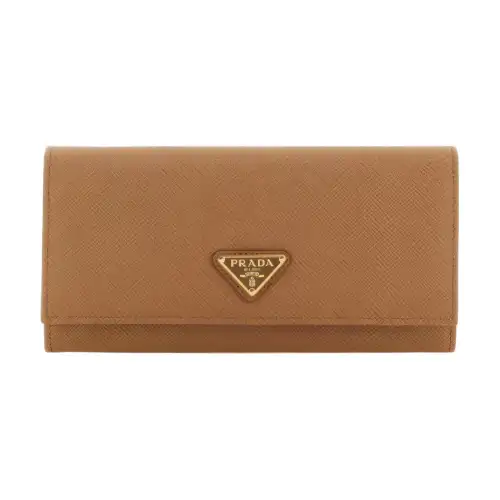 PRADA Saffiano Leather Wallet Women's Brown