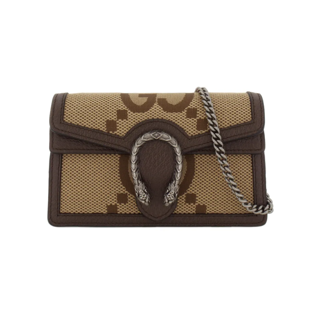 GUCCI Dionysus Canvas With Leather Trim Chain Bag Crossbody Bags Extra Mini Women's Beige Brown