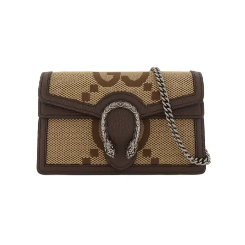 GUCCI Dionysus Canvas With Leather Trim Chain Bag Crossbody Bags Extra Mini Women's Beige Brown
