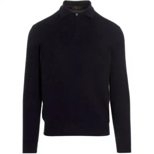 Loro Piana Polo Shirts Men's Navy Lapel Moderate Straight Fit