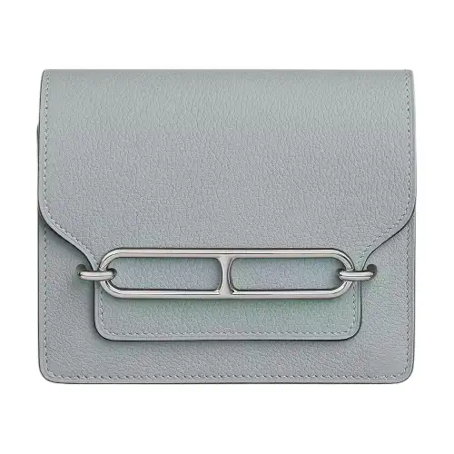 HERMES Roulis Evercolor Leather Wallet Women's Bleu Glacier Blue