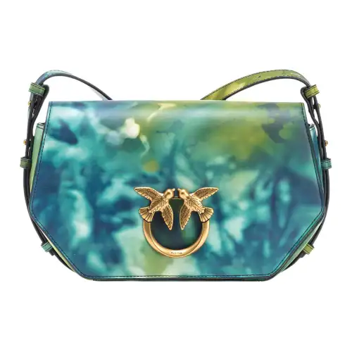 PINKO Diamond adjustable buckle, removable leather straps, shoulder bag, green one-shoulder bag