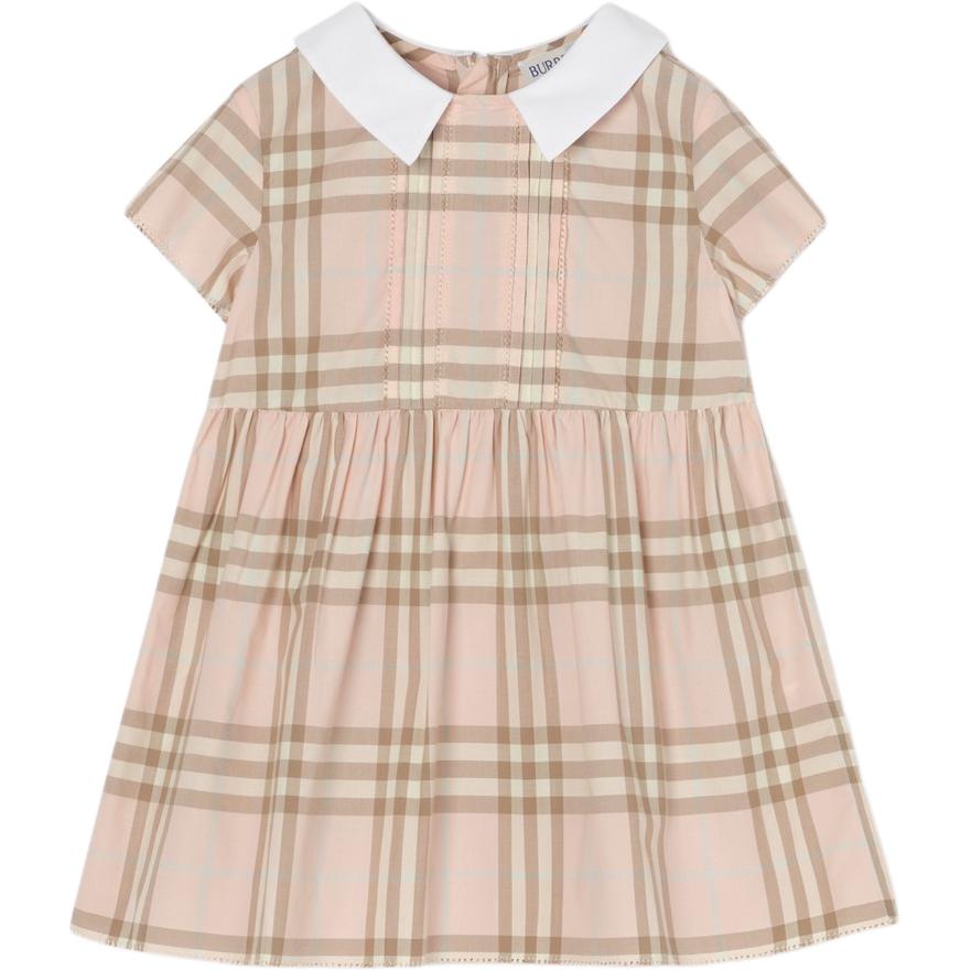 Burberry Burberry dress contrasting plaid cotton pleated short-sleeve infant and toddler