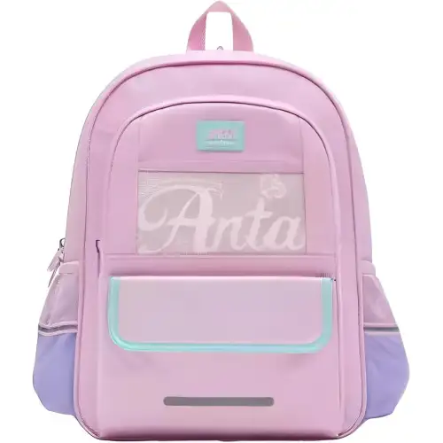 Anta Zip Closure Fabric Backpack Regular Kids' Pink