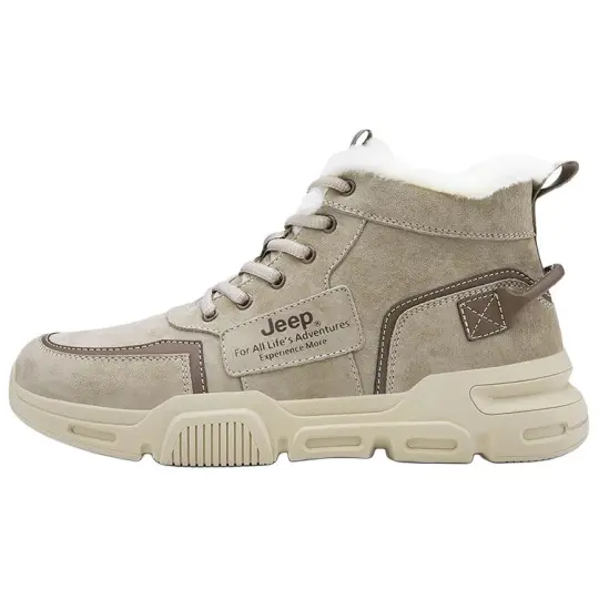 Jeep Thermal Fleece Lined Insulated Shoes Abrasion Resistant Combat Boots Men's Sand