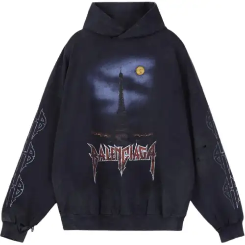 Balenciaga Paris Moon Crinkled Hoodie Large Fit