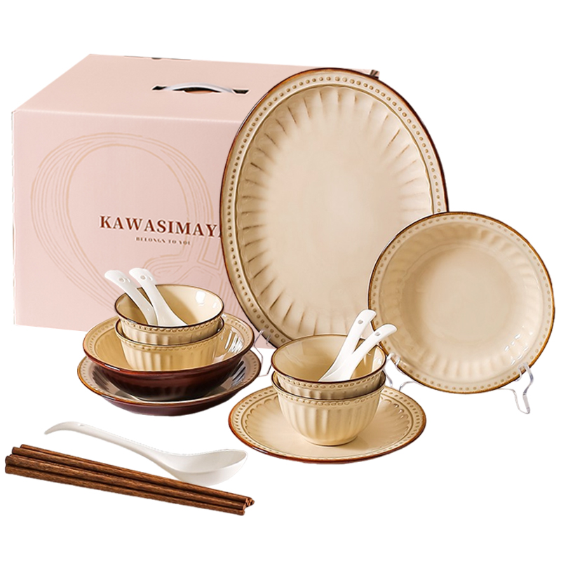 Kawashimaya KAWASIMAYA French dishes, home high-end ceramic dishes, bowls, wedding warm home, housewarming gift box, tableware set