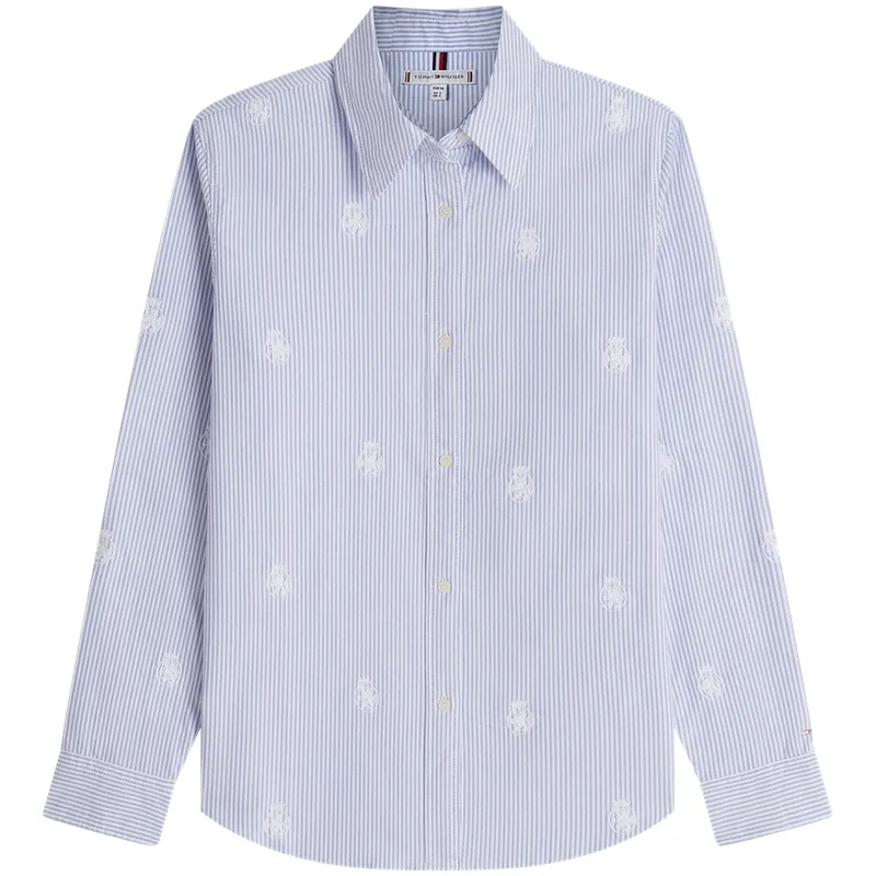 Tommy Hilfiger striped-pattern logo-embroidered shirt