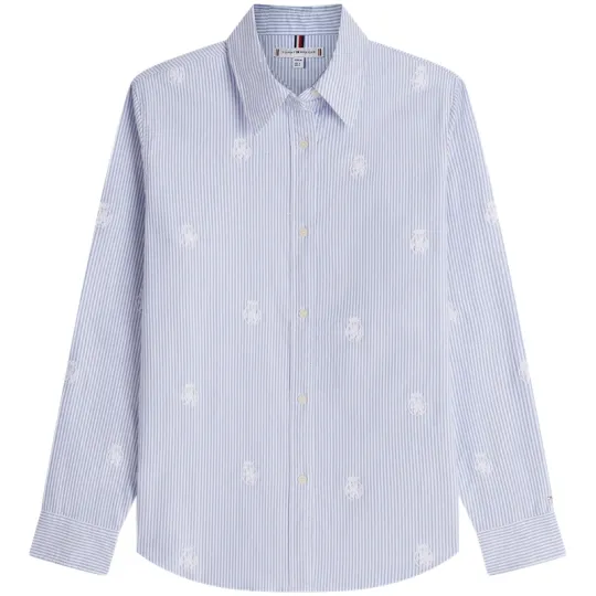 Tommy Hilfiger striped-pattern logo-embroidered shirt