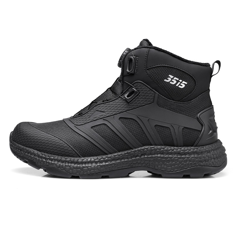 QIANGREN 3515 Winter Thermal Fleece Lined High Top Outdoor Boots Men's Black